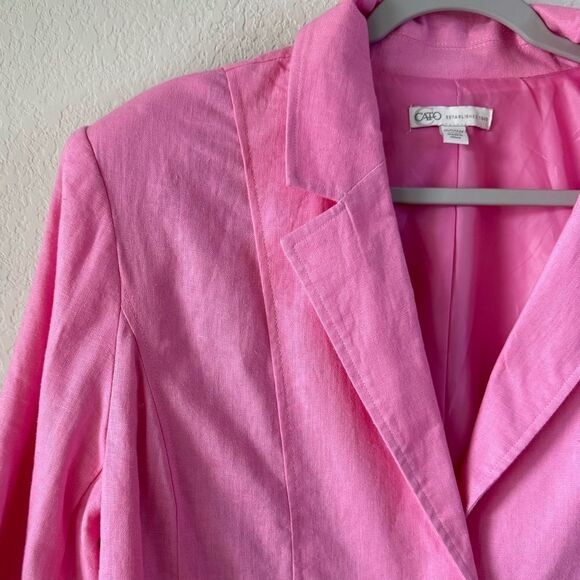 Cato Women’s Pink Linen Blend Pleated Blazer Jacket Sz 18/20W Barbiecore Career - Picture 8 of 8
